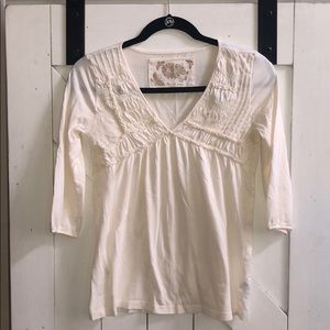 Anthropologie Ruched V-Neck Tee